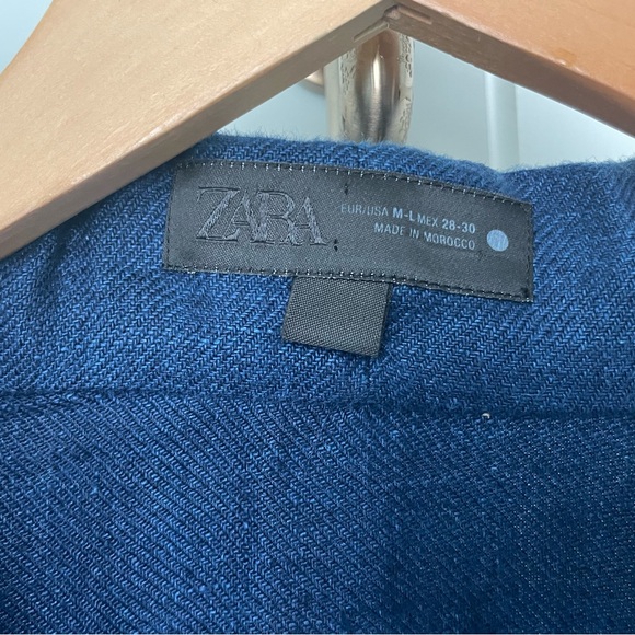 ZARA 100% Linen Draped Blouse INDIGO — ZW COLLECTION, LIMITED EDITION - Picture 13 of 15